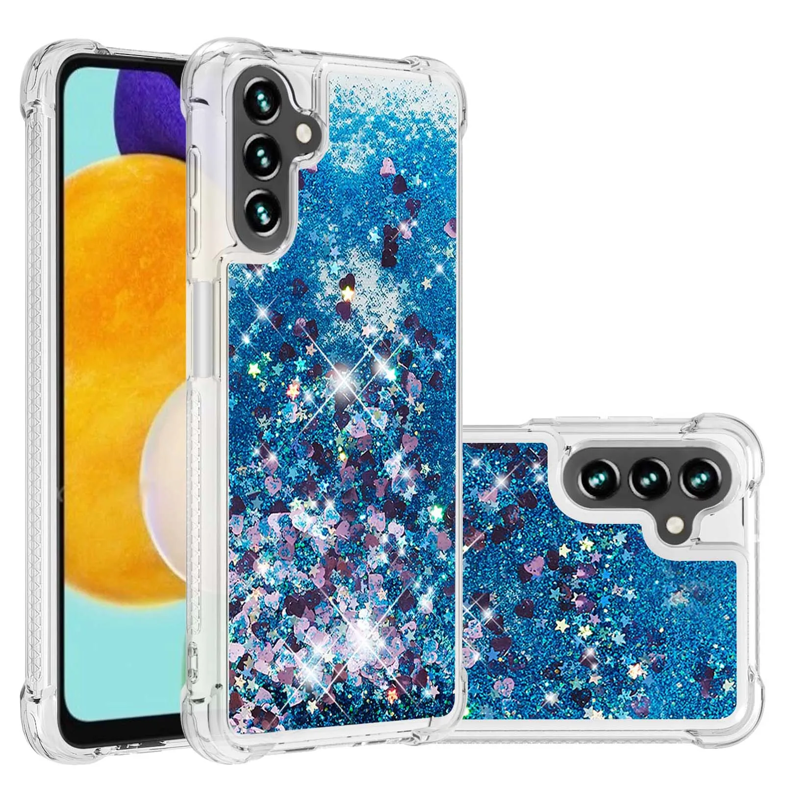 

For Samsung A13 A12 A03S A32 A22 A02 A11 A21 A10S A71 A51 A7 Cases Soft Silicone Phone Cover Glitter Liquid Quicksand Shockproof, 10colors