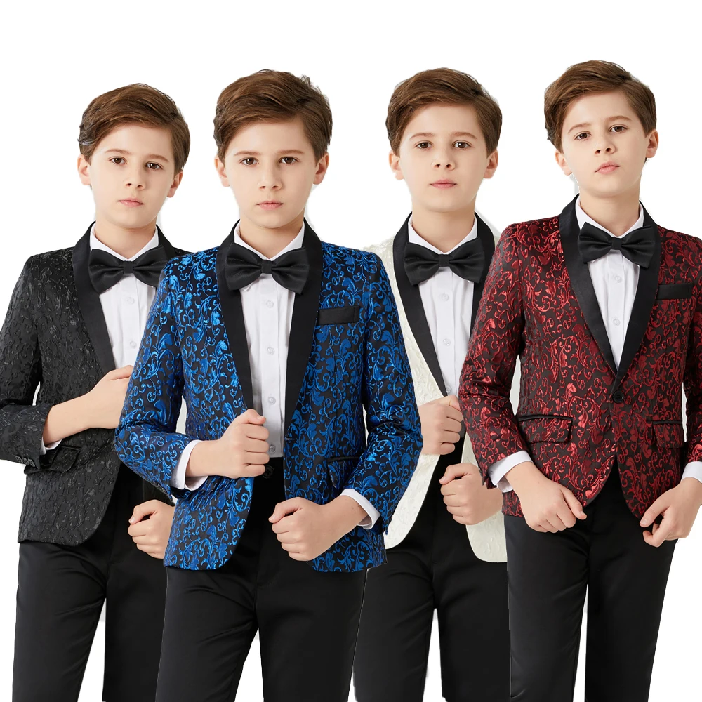 

Boys casual printed suit wedding dress slim suit jacket pants
