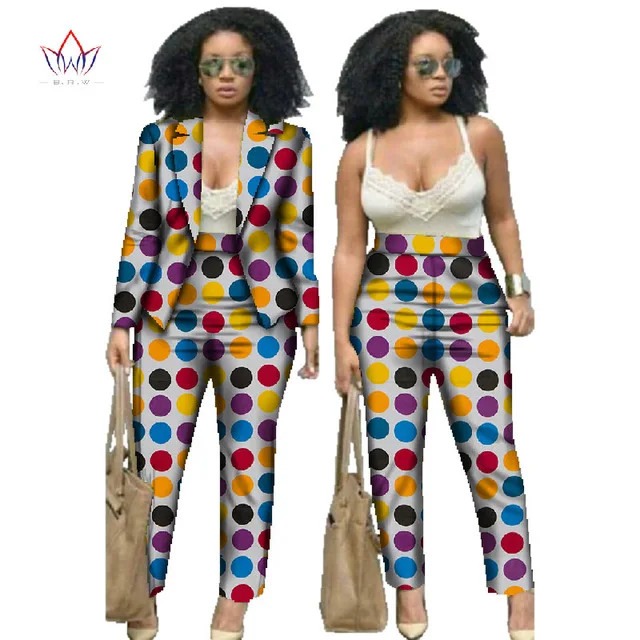 

Spring Autumn African Print 2 Piece Sets Woman Office Casual Suit WY019