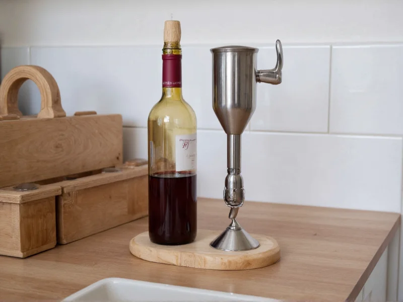 Homemade wine equipment setup on kitchen counter