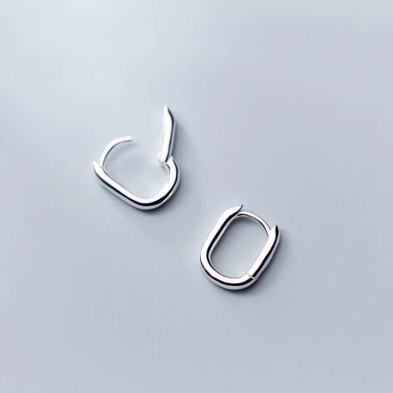 Fashion 925 Sterling Silver Geometric Oval Ear Buckles Clip Earrings Jewelry