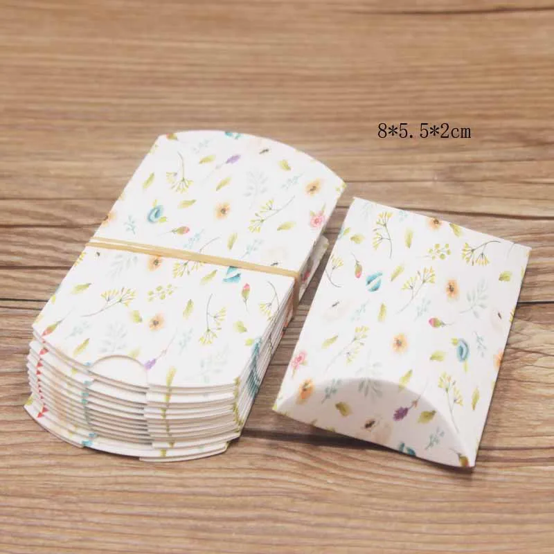 

Pandahall Paper Pillow Food Boxes Flower Pattern White, Colors