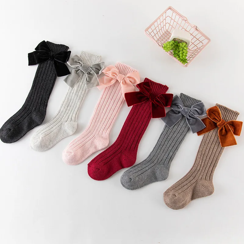 

Lovely Ribbon Bow Knee High Baby Socks for Kids Girls, 6 colors