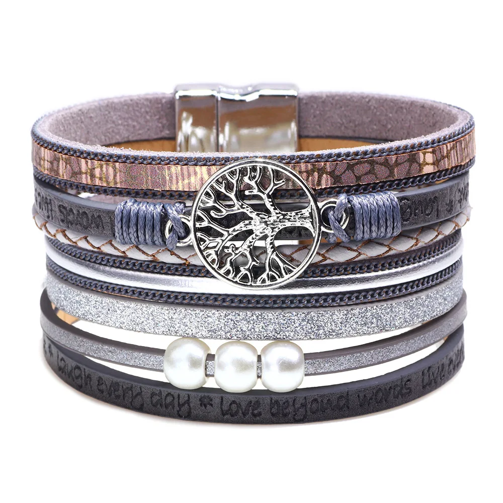 

bracelet New bracelet ladies fashion tree of life embossed letter pearl bracelet magnetic wristband wholesale(RGE22053)