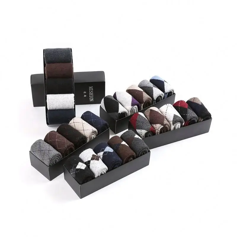 

Autumn Winter Thick Business Dress Wholesale Box Mens Terry Socks, Dead color