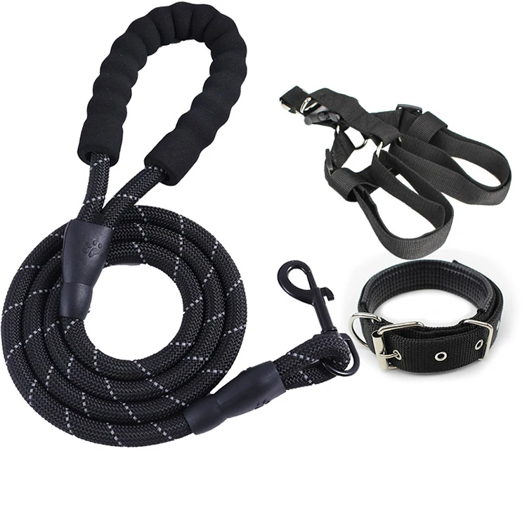

Sanan reflective wire nylon dog rope leash collar harness set