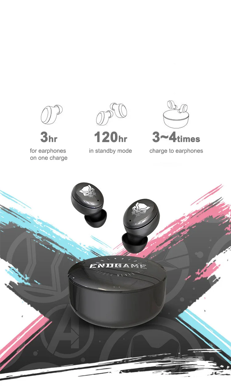 Marvel Certified Avenger Iron Man Earphones Bluetooth Earbuds Wireless TWS Blitzwolf Headphone - ANKUX.COM
