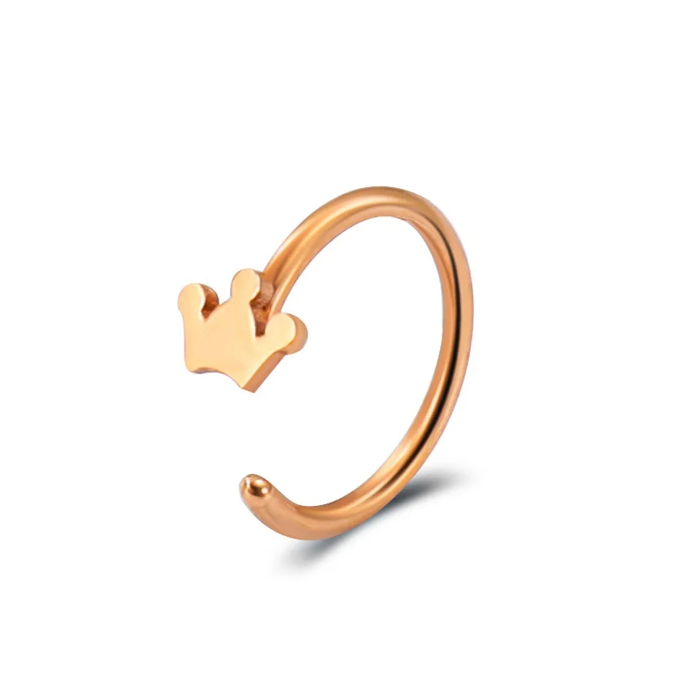 

Hot Sale Retro Stainless Steel Crown Ear Clip C Shaped Piercing-Free Earrings, Rose gold