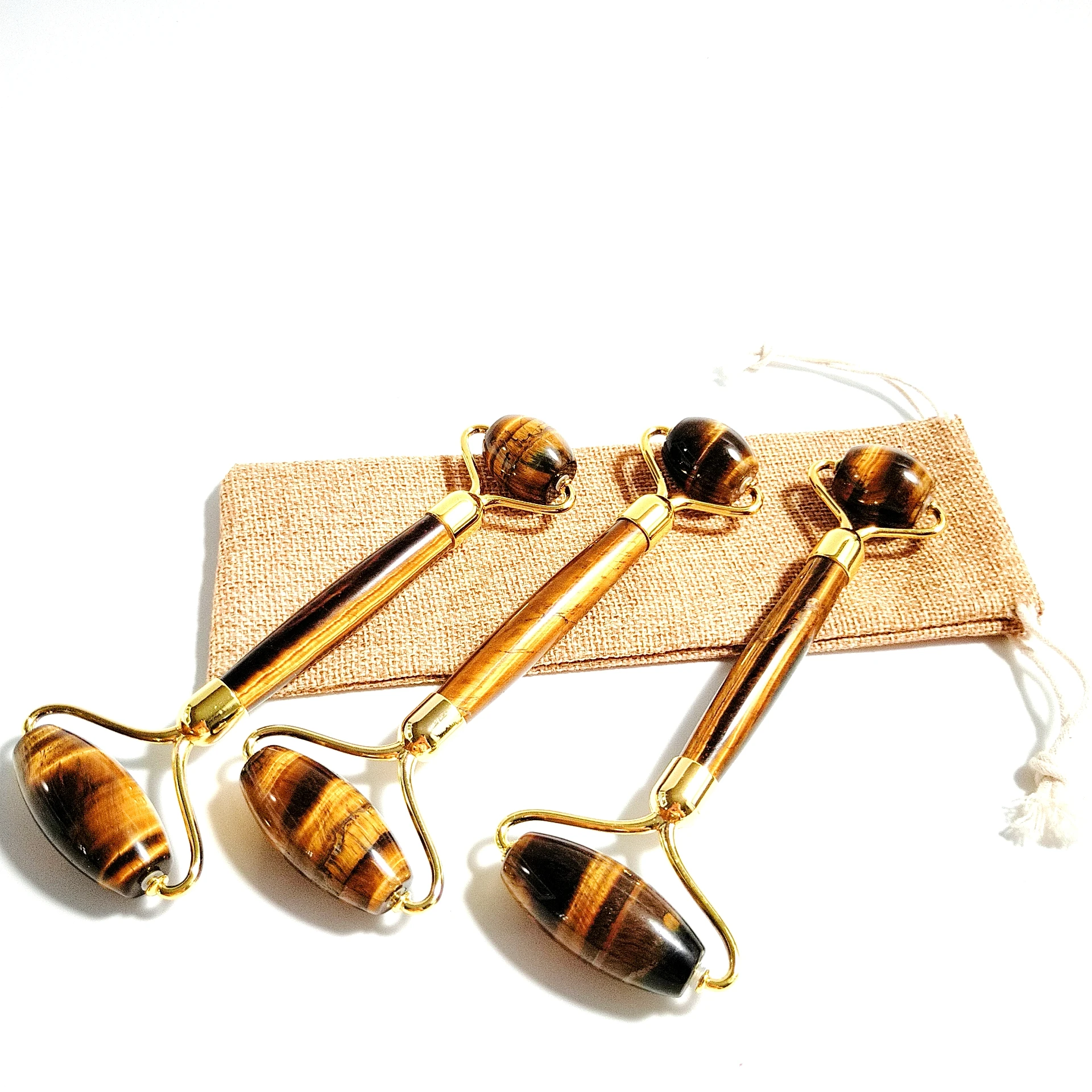 

Natural Tiger eye Facial Jade Stone Roller Beauty Massage Tool Face Massager