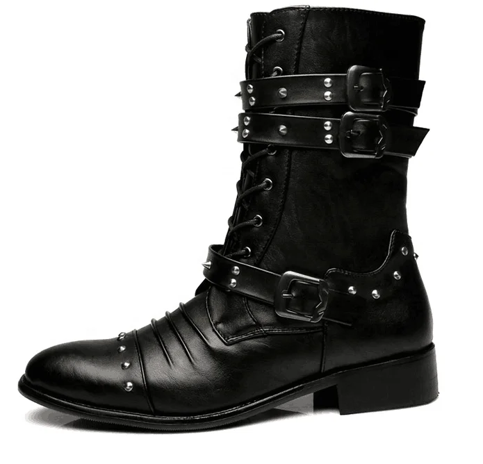 

Wholesale 2021 new British black retro rivet ankle zipper boots for men