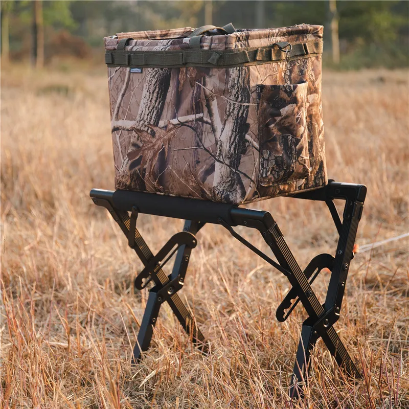 

OnwaySports Outdoor Ice Box Shelf Can Foldable Cooler Stand For Camping, Black