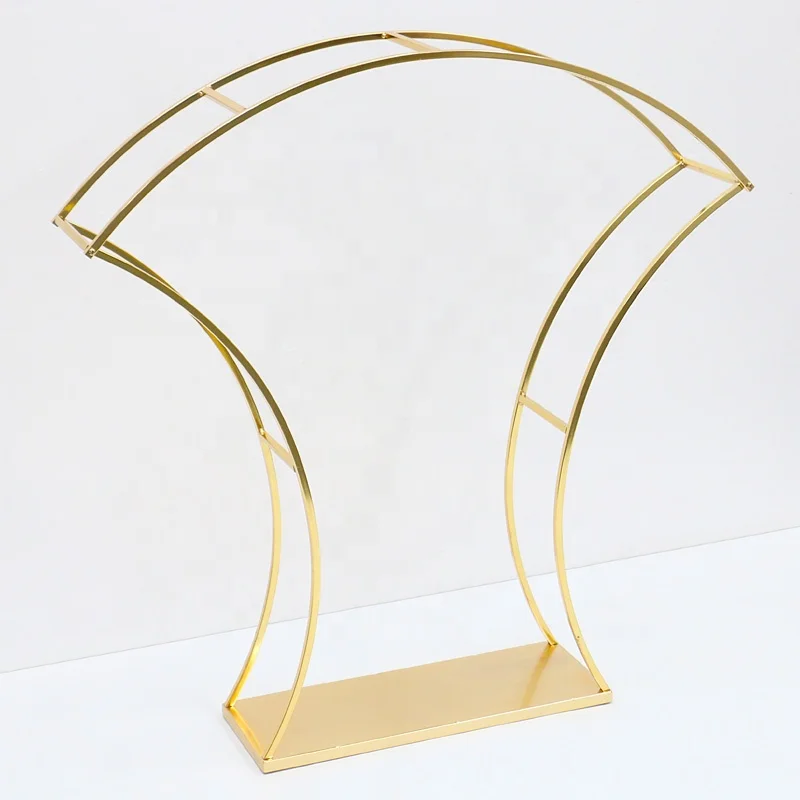 

Gold-Plated Table Centerpieces Flower Stand Gilded Wedding Arch Geometric Frame Shelf Party Events Banquet Backdrop Decor Props