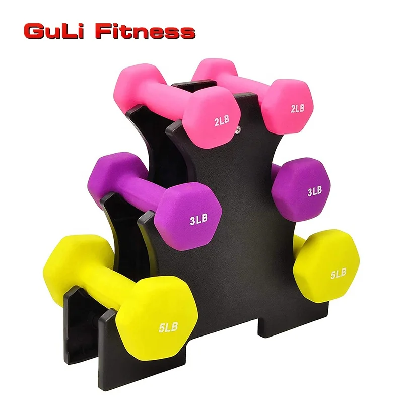 

Guli Fitness Colored Neoprene Coated Dumbbell Home Gym Equipment Set with Stand For Muscle Toning Strength Building Weight Loss, Colorful or customized