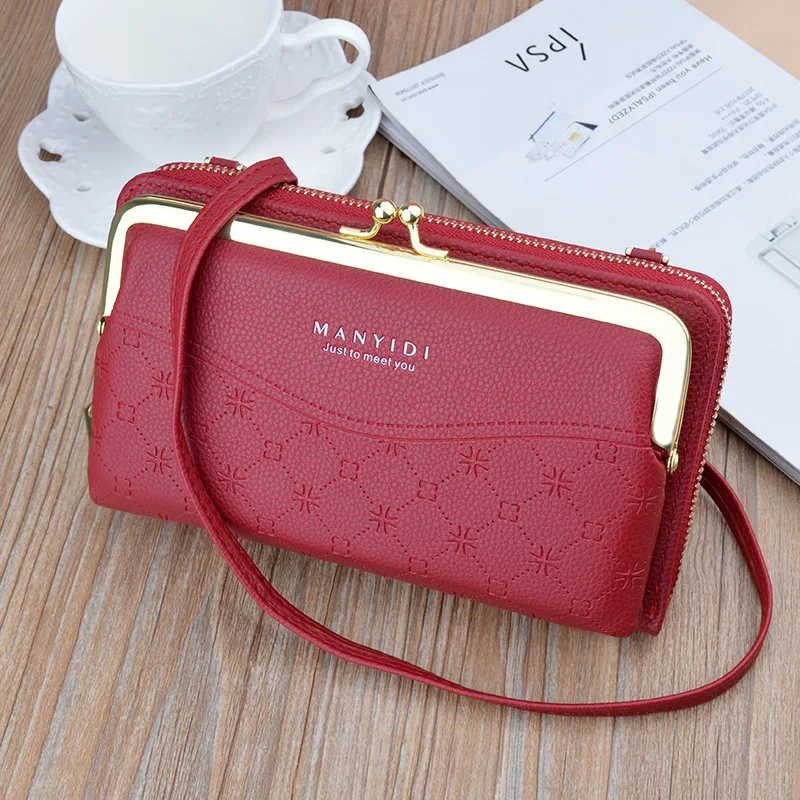 

2021New crossbody phone bag women leather zipper waterproof cell phone bag