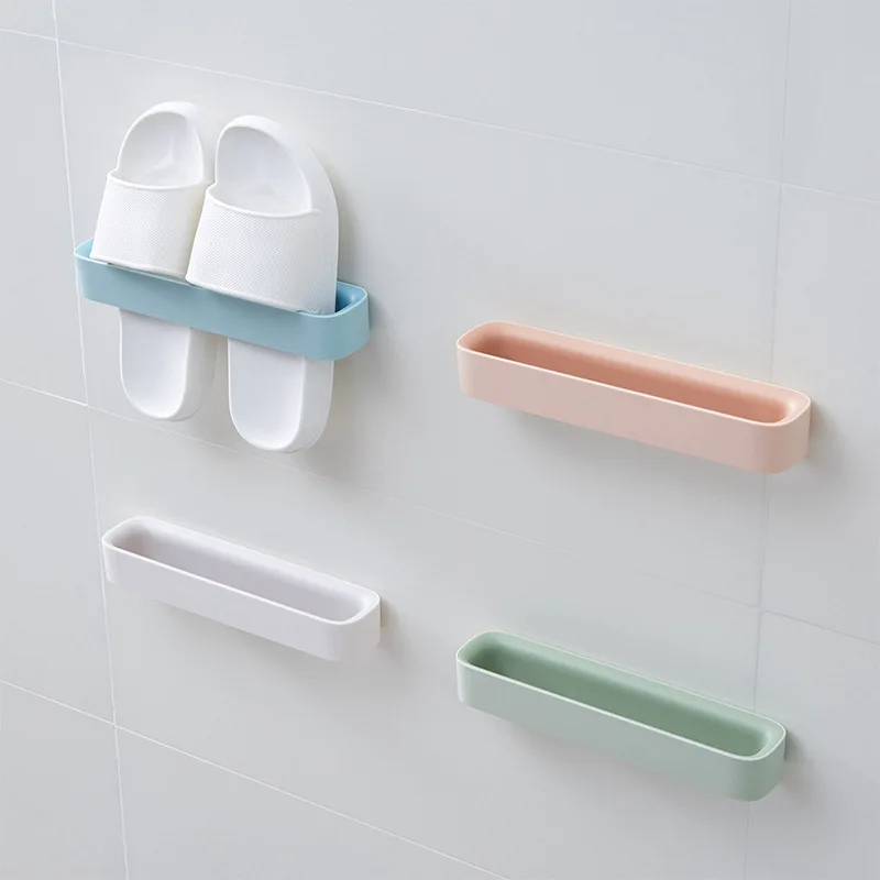 

Multi Color Bathroom Household Wall Hanging Shoe Racks Pasteable Slipper Save Spacerack Storage Holders Tools Living Room Single