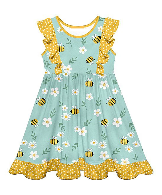 

Custom Animal pattern Girl Pearl Dress Angel-Sleeve Dress for kids summer, Oem