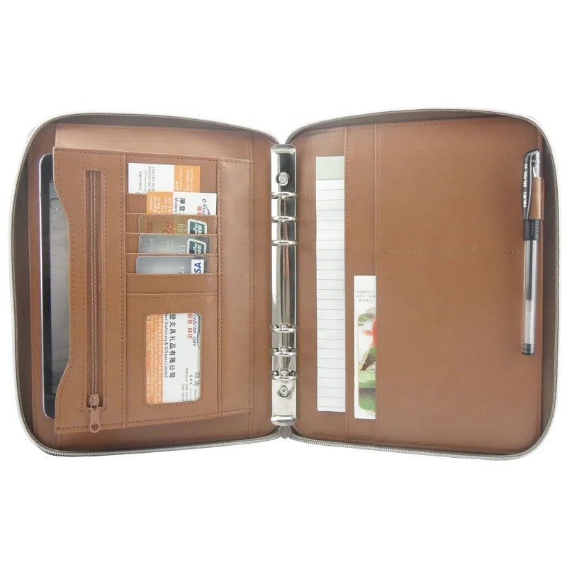 

Modernqiu High Quality Zipper A5 size PU Leather Organizer