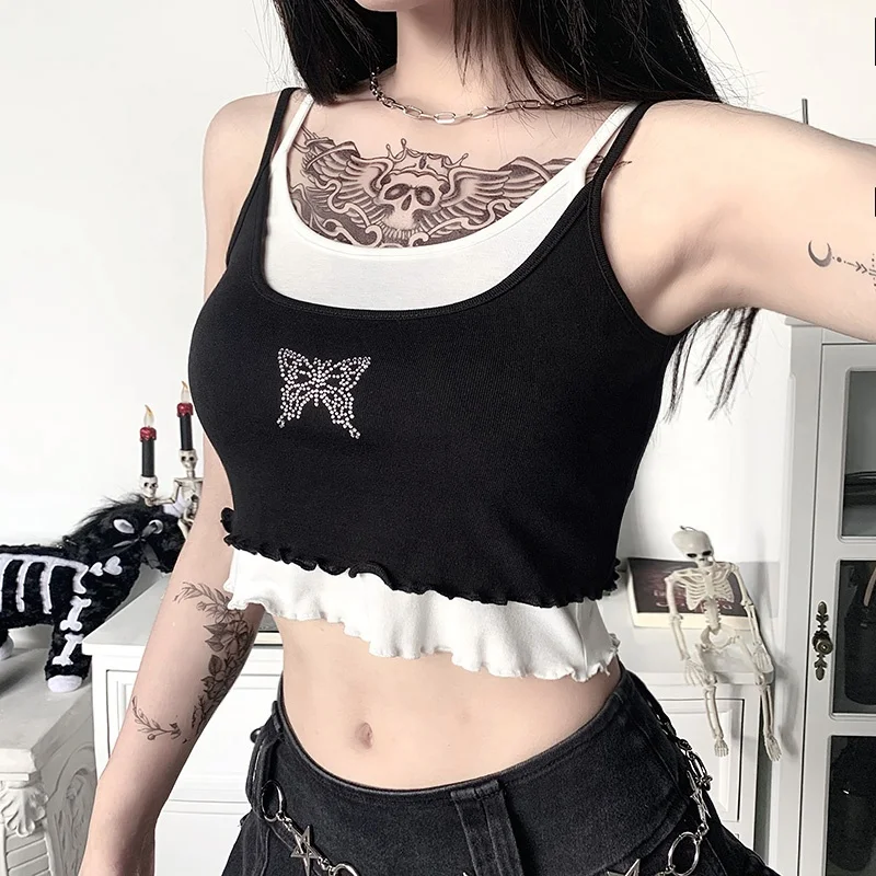 

wholesale hot sale women sleeveless t shirt crop top sexy patchwork casual summer for women ladies o neck top