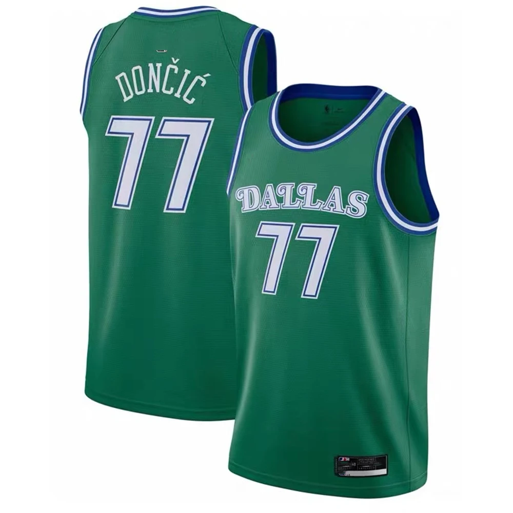 

2021 Best Quality Dallas DONCIC #77 Mavericks Custom basketball Jersey Hardwood Uniform Classics Heat press customized Name, As picture