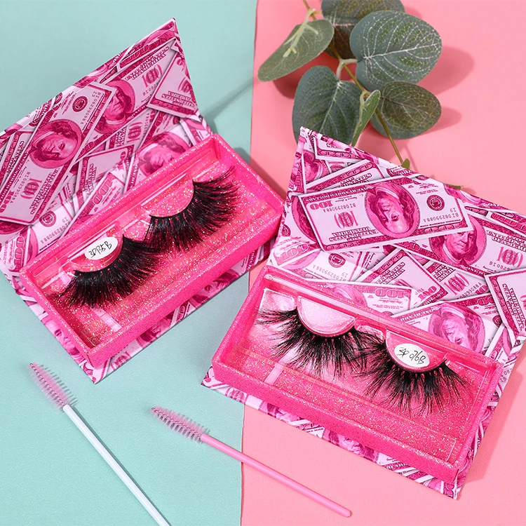 

Wholesale OEM/ODM mink eyelashes vendor 100% handmade 3D 25mm mink eyelashes with custom, Black