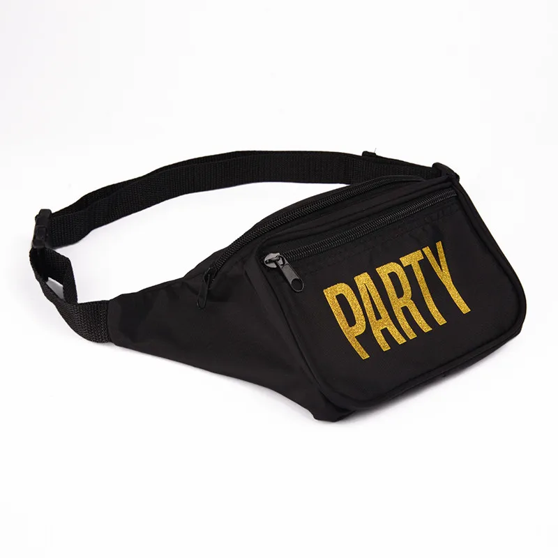 Wholesale Printed Gold Logo Bride/party/squad/ Neon Fanny Pack Custom Fanny Pack Nylon Sport ...
