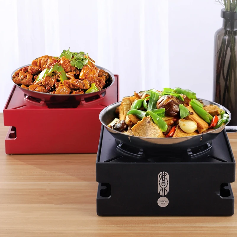 

Us boiling point Taiwan smelly pot black Foursquare alcohol base personal hot pot aluminum alloy base custom logo