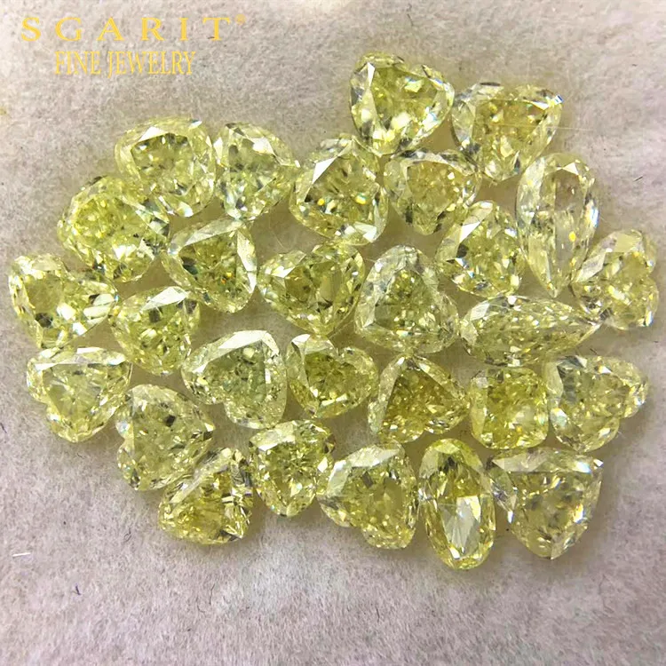 

SGARIT wholesale bulk real yellow diamond for jewelry making 0.5ct heart cutting natural loose diamond jewellery, Light yellow