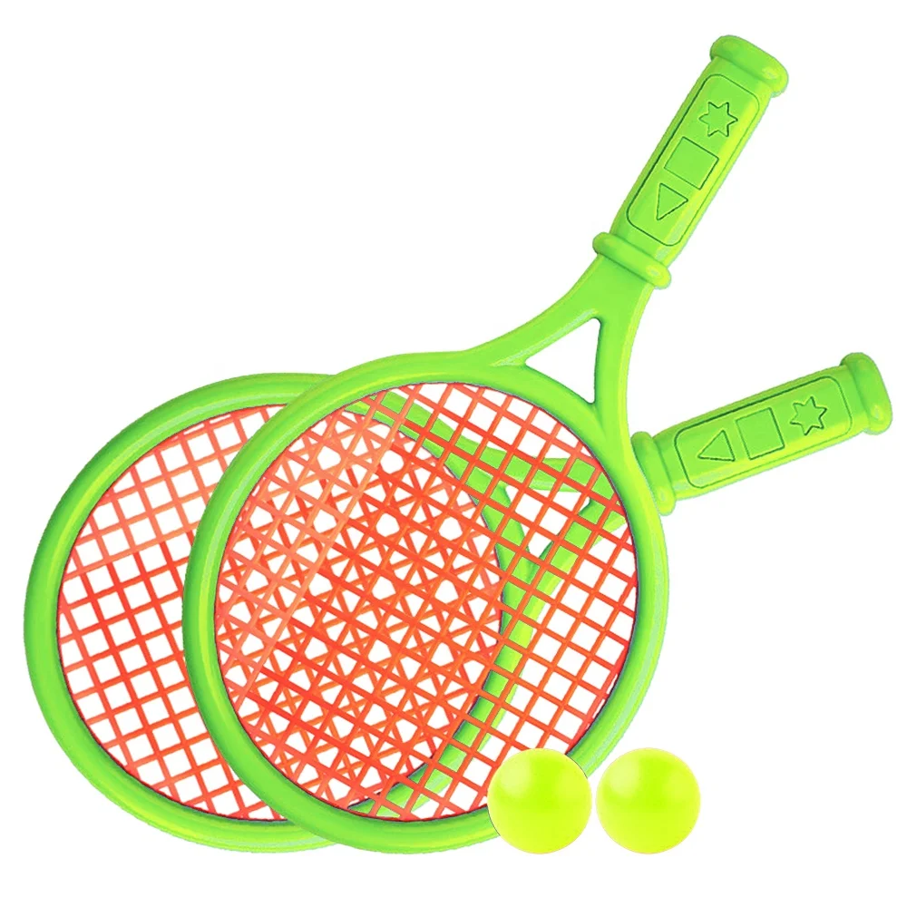 

TY 1 Pair Kids Funny Outdoor Sports Game Toys Tennis Racquet Badminton Rackets with 2pcs Balls for Kid Children, Photos