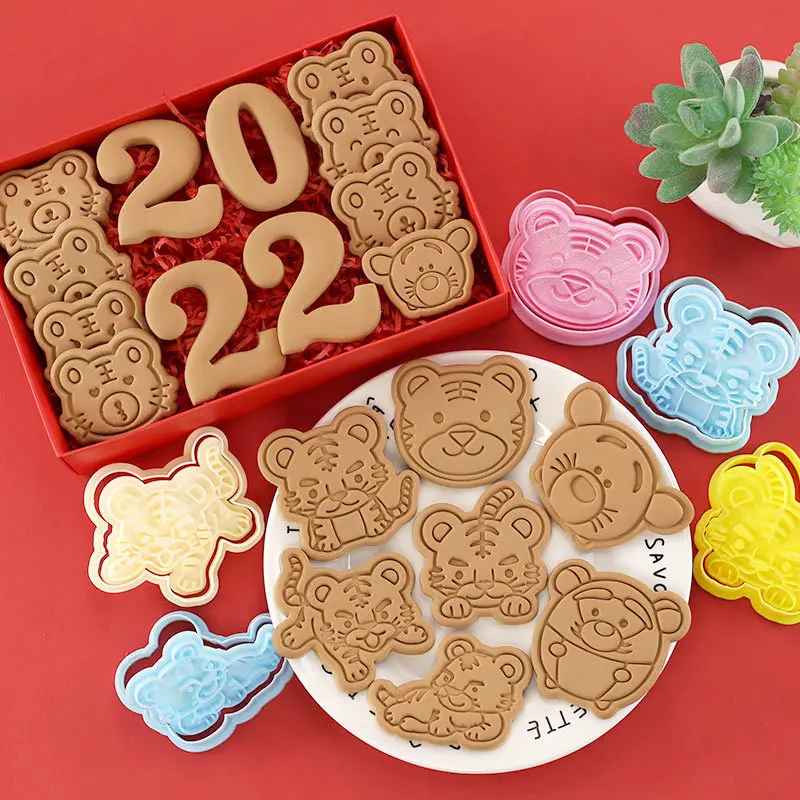 

2022 Year Of The Tiger New Year Cartoon Tiger Biscuit Mold Cookie Biscuit Cooking Mold