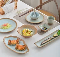 

High quality tableware set handmade ceramic dinnerware plate bowl dish japanese style unique design for wholesale