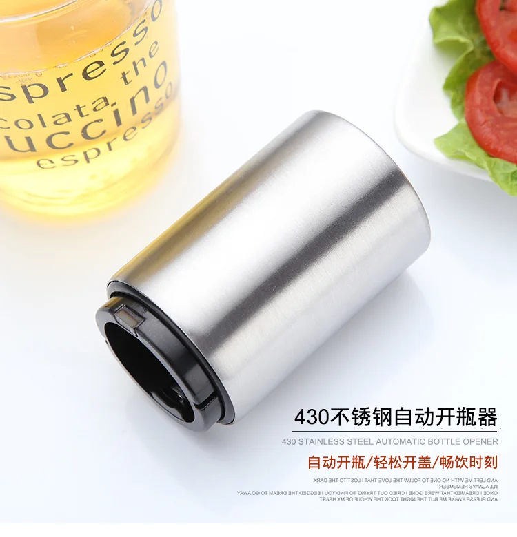 

Magnetic Stainless Steel Push Automatic Metal Wine Beer Bottle Opener, Silver