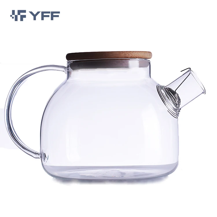 

Hot sale 600ml 800ml heat resistant transparent clear pyrex high borosilicate glass teapot tea pot with infuser and warmer