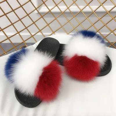 

slippers fur house kids fur slides sets wholesale fur slipper, Customized color