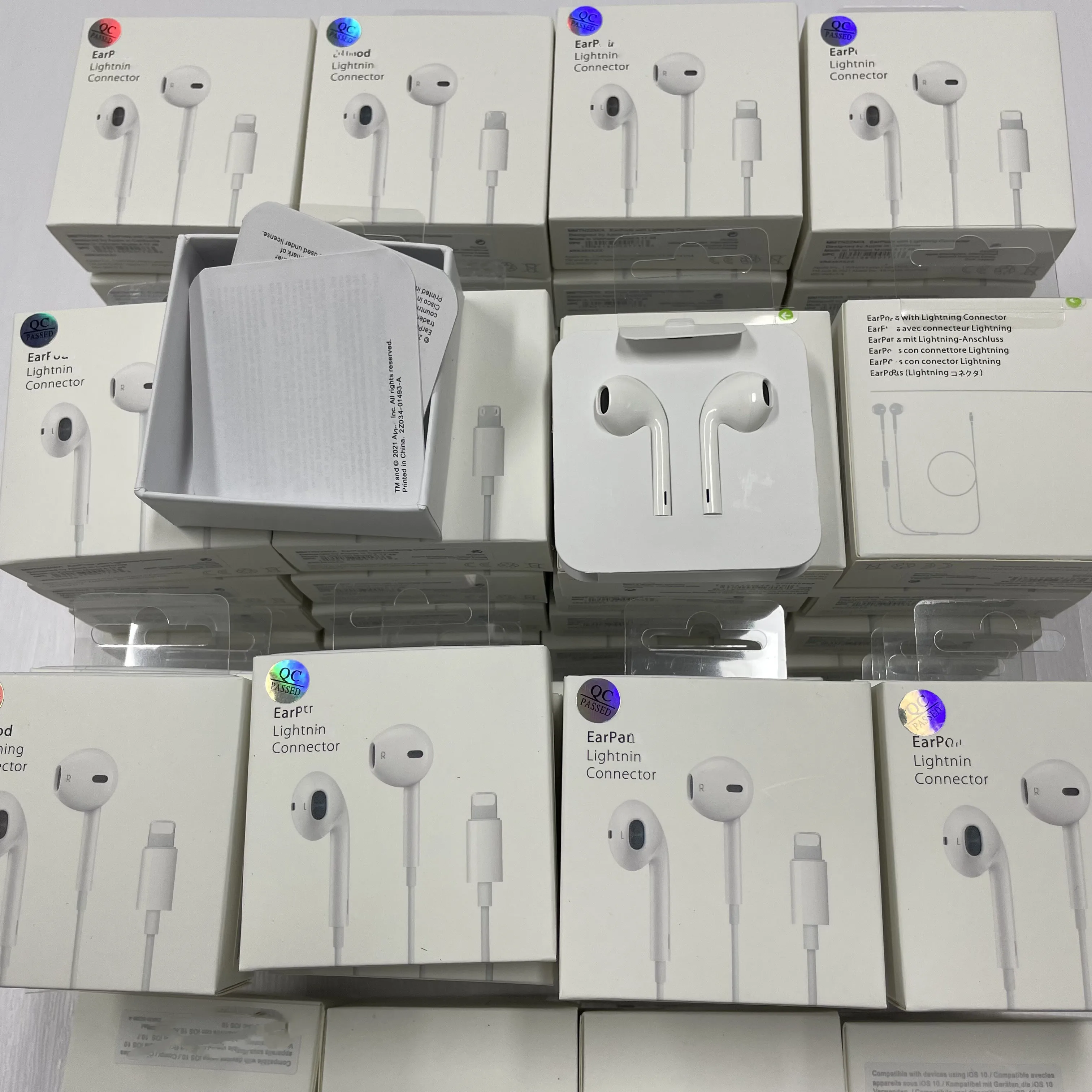 

Original box earphone wired sound ear Mfi Intelligent 3.5 mm lightne digital jack for iphone headphone wired earphones, White