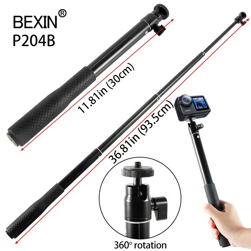 handheld smartphone gimbal extendable aluminum monopod selfie stick extension rod for gopro hero action camera/cell phone