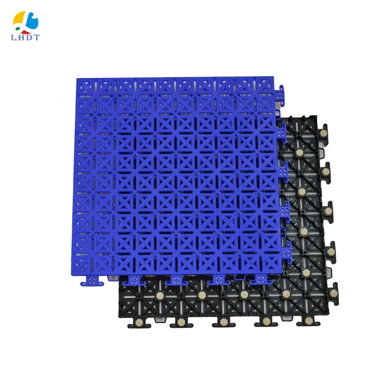 

polypropylene plastic outdoor floor suspended tiles interlock portable handball floor with buffer, 12 colors