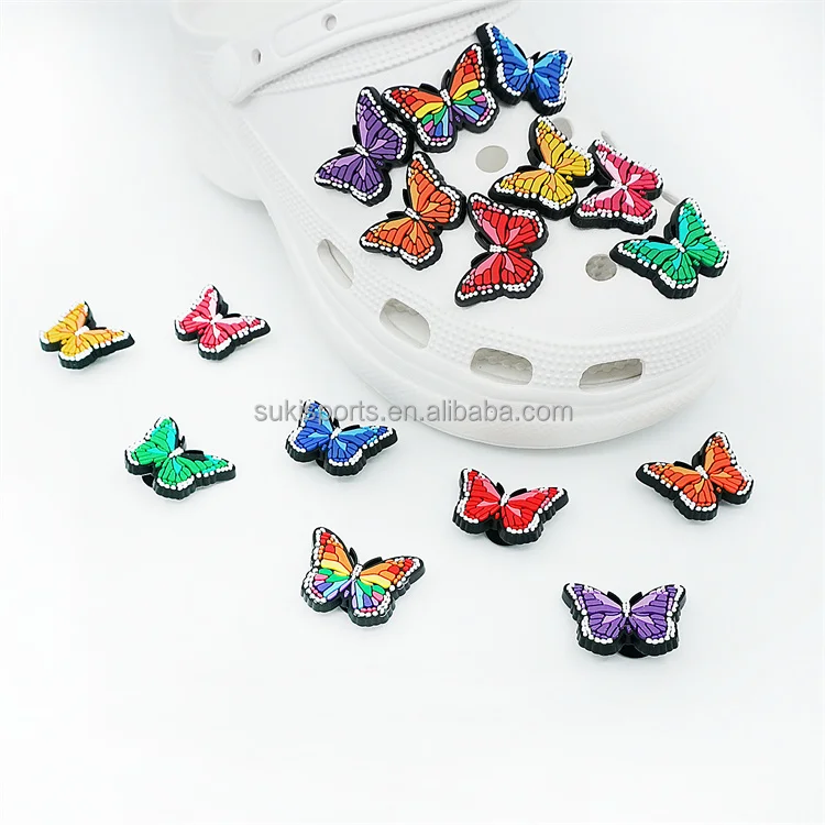 

Adorable Butterfly Shoe Charms New Styling Shoe Decoration Colorful Shoes Accessories Beautiful Butterfly for Croc Jibz, Picture