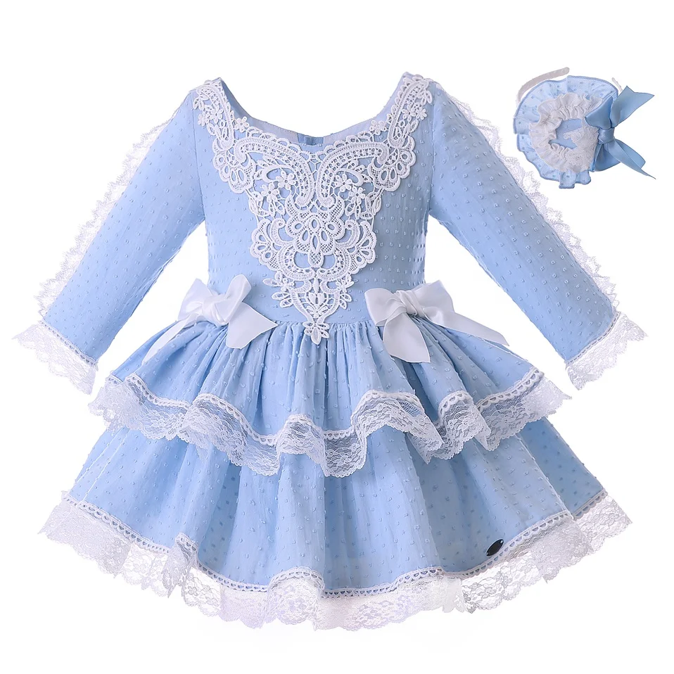 

Pettigirl Autumn Blue Girls' Skirts Bows and Lace With Hairband Cute Girls Dress