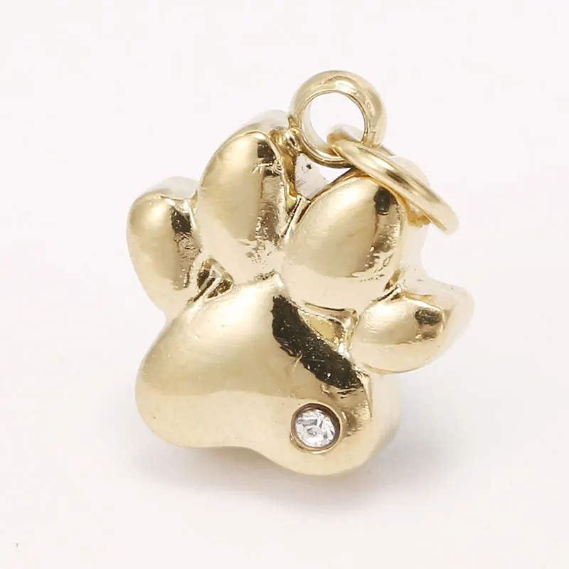 

Factory Supply Stainless Steel Zircon Animal Paw Cute Pendants Diamond Jewelry Engraved Charm