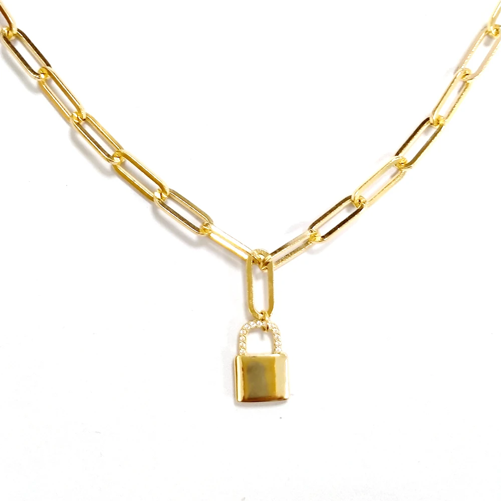 

Wholesale Jewelry pretty 18K Gold Plated Gold Charming Lock chain necklace for women