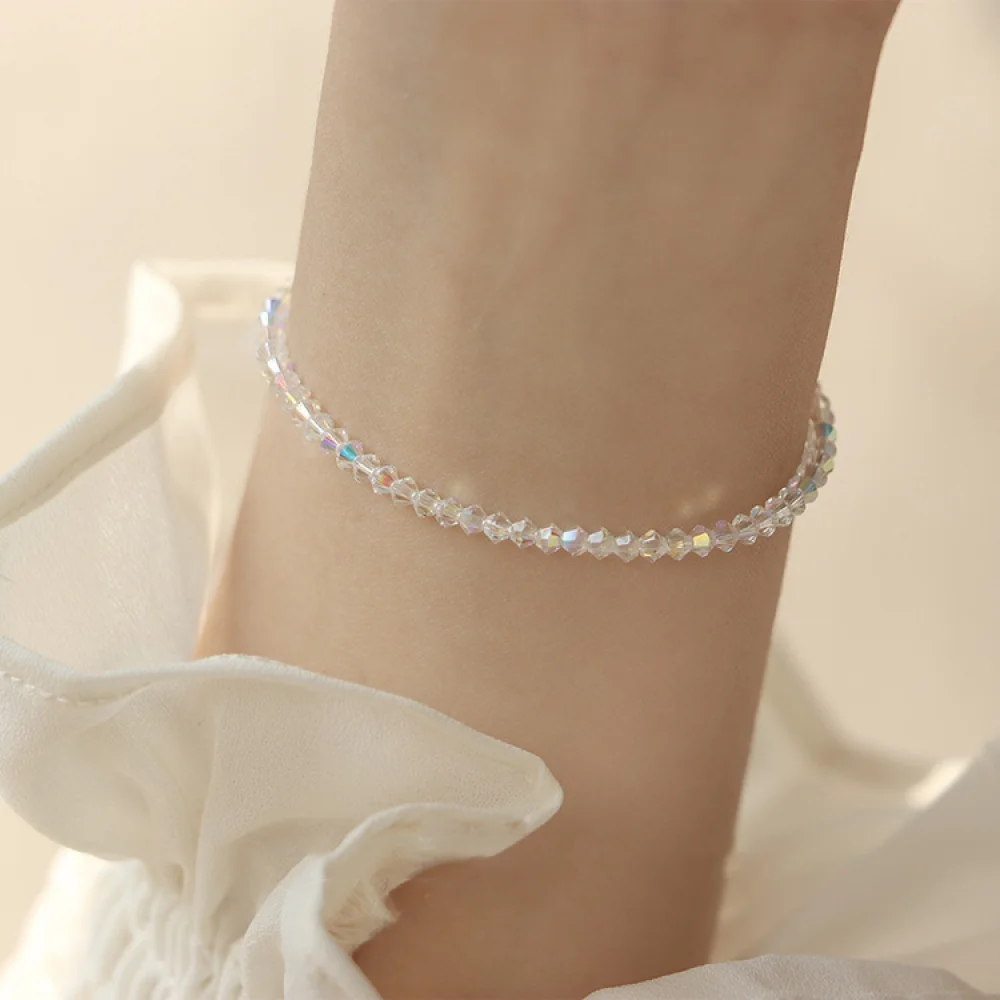 

Wholesale Supplier Simple Shiny Handmade Girls Women Jewelry Healing Clear Crystal Stone Bracelet