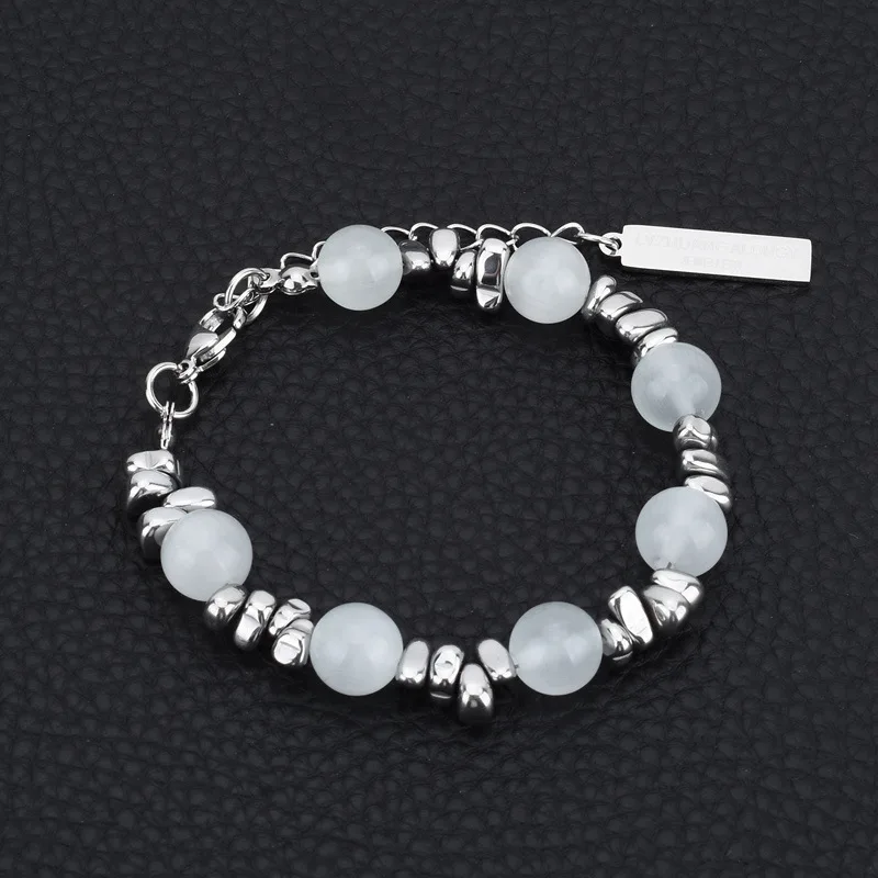 

Wholesale Handmade New White Natural Stone Hand Chain Cat's Eye Stone Pearl Beaded Bracelet