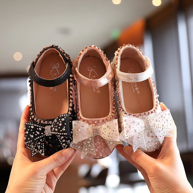 

Production of beautiful princess children girl children's shoes, Black pink white