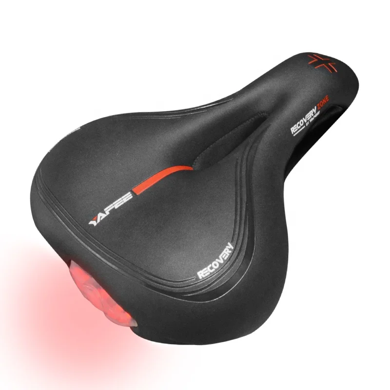 

OEM Waterproof bike Saddle with light Exercise Seats Wide bike Seat Bike seat City Bicycle saddles for Men and Women, Black/blue,black/red, or as your request