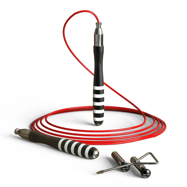 

Double-Bearing Steel Wire Skipping Rope Weight-Bearing Self-Locking Fat-Reducing Silicon-Inlaid Weighted Steel Wire, Sandblasted black, sandblasted silver, sandblasted red, rose gold