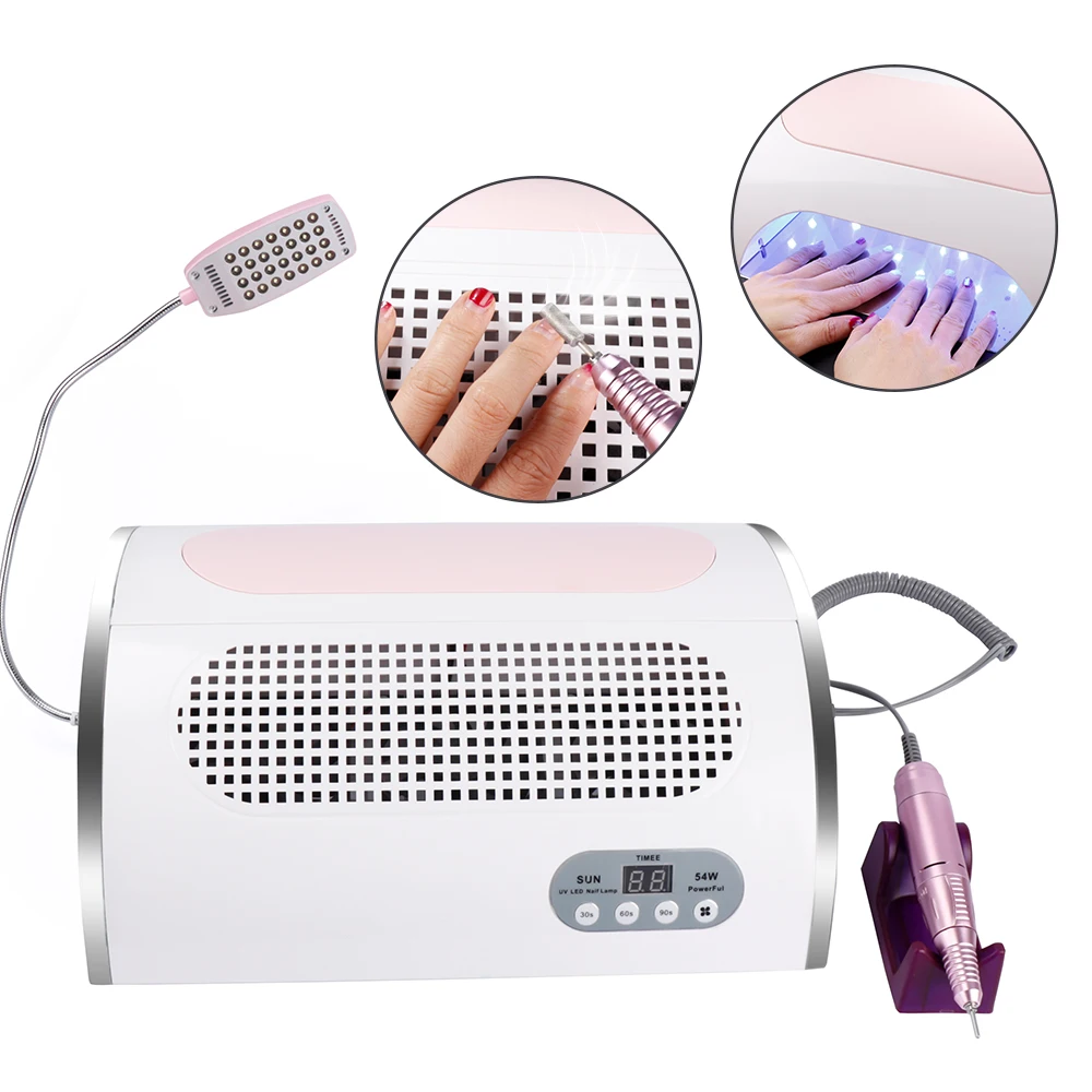 

72W Nail LED UV Lamp Vacuum Cleaner Suction Dust Collector 25000RPM Drill Manicure Machine Remover Polisher Nail Tools