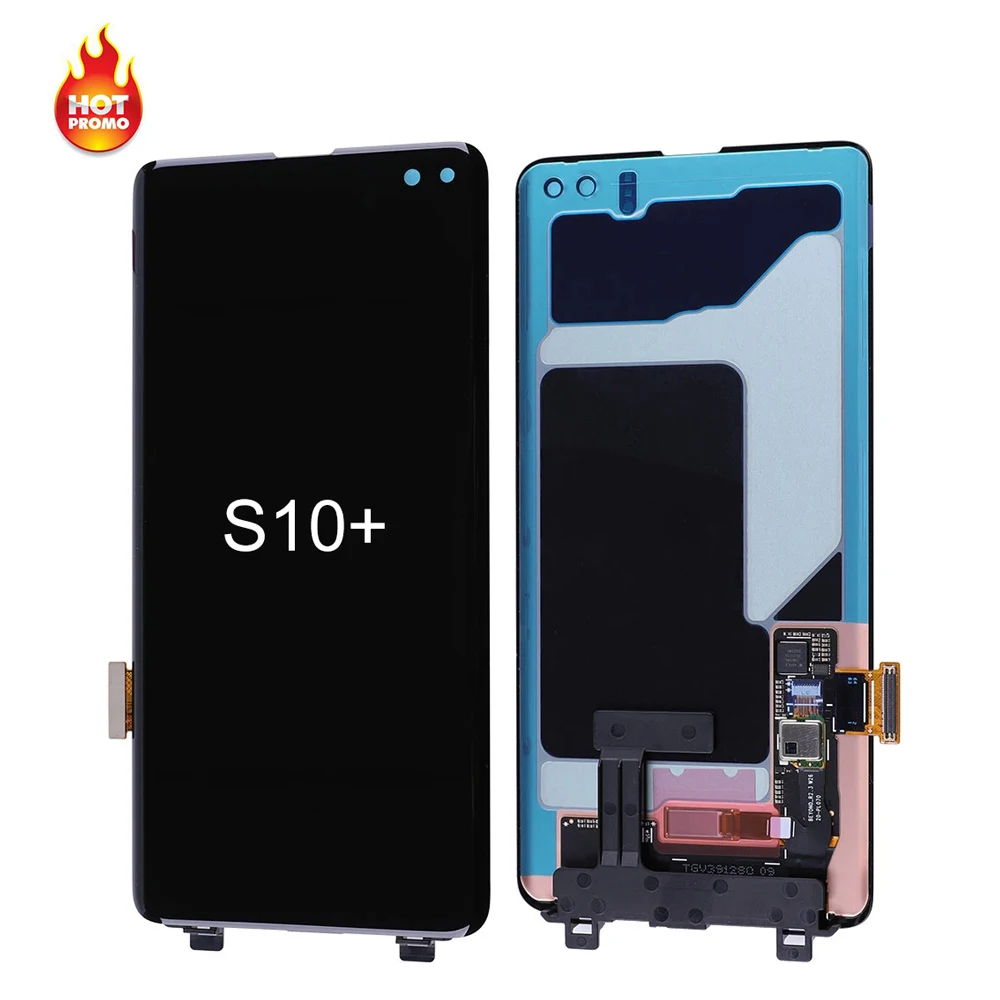 

TKZ OEM OLED LCD SM-G975 AMOLED Display Touch Screen Original Screen for Samsung Galaxy S10 Plus with Frame Replacement, Black