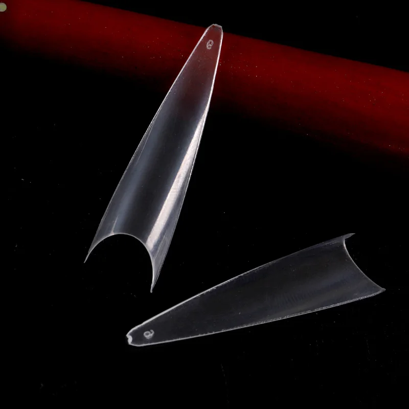 

TSZS Wholesale 500pcs/bag ABS Long Transparent Nail Tips French Half Cover Acrylic Stiletto Finger Nails For Nail Salon