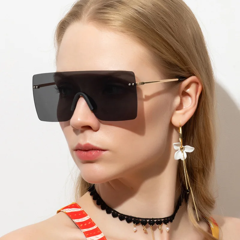 

New style oversized square sunglass fashion Frameless gradient color women sunglasses 2021