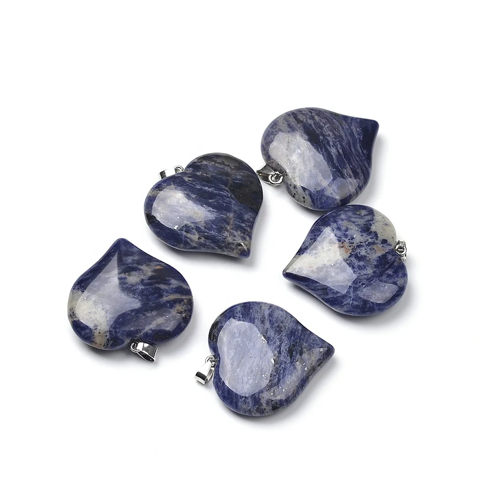 

Cliobeads  Gemstone Heart Pendants Sodalite Unakite Agate Stone Pendants For Jewelry Making
